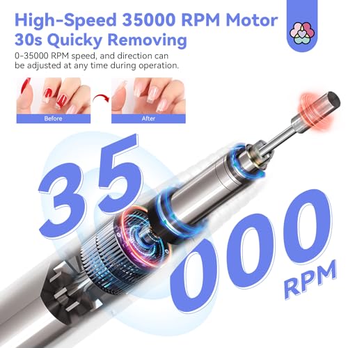 Electric Nail Drill Kit 35000RPM with Bits - White, Professional & DIY Use