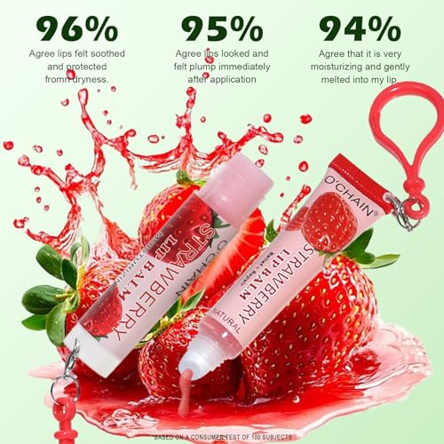 24 Pack Lip Balm Set with Portable Keychain - Natural Fruit Flavors