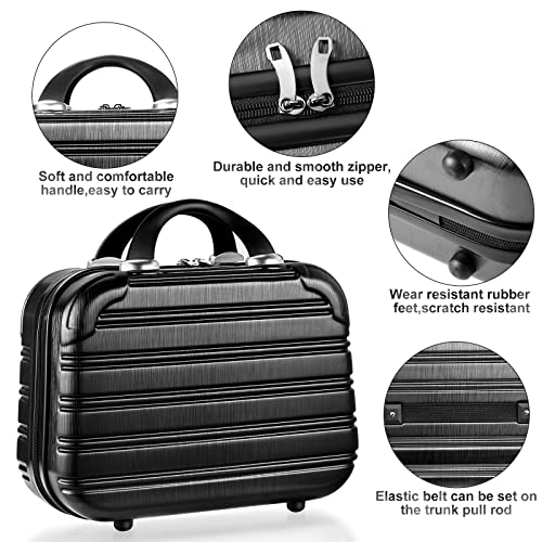 JZRTravel 14 Inch Black Hard Shell Makeup Organizer Case Portable Cosmetic Bag