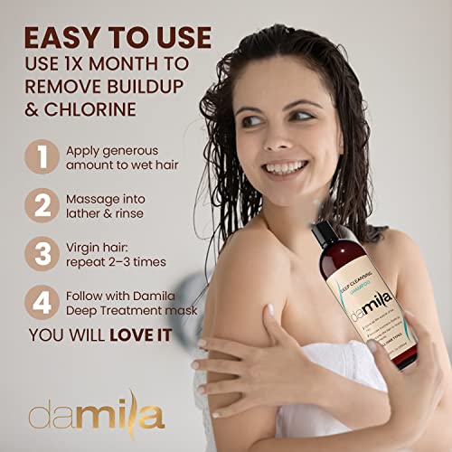 Damila Deep Cleansing Clarifying Shampoo 16.8 Fl Oz for All Hair Types - Pre-Treatment & Residue Removal