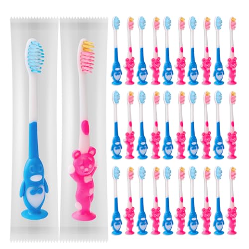 Bulk Kids Disposable Toothbrushes - 100 Pack, Soft Bristles, Cartoon Animal Design