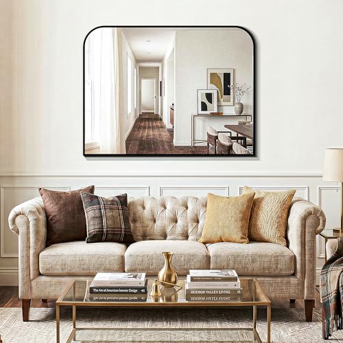Bathroom Vanity Mirror Wall 40x30 Inch Black Metal Frame - Black / 30"L x 40"W