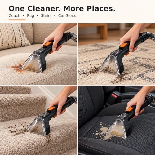 Portable Carpet & Upholstery Cleaner for Couch Car & Rugs, 2L Tank