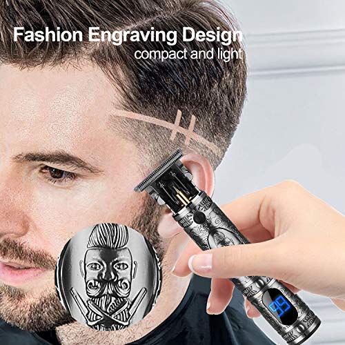 Suttik Gray Cordless Hair Trimmer for Men, Professional Barber Clippers with LCD
