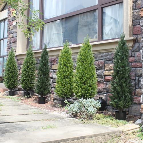48 Inch Artificial Cedar Topiary Tree - UV Resistant Faux Bush for Outdoor & Indoor Decor Variation of THIS listing