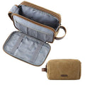 BAGSMART Large Khaki Canvas Travel Toiletry Bag with Water-Resistant Organizer