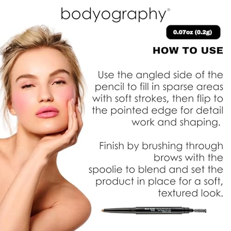 Bodyography Brow Assist ? Brown | Triangular Tip Eyebrow Pencil for Women with Built-In Spoolie | Defines, Fills & Shapes Brows | Mineral-Based Formula with Castor & Coconut Oil | Clean, Vegan