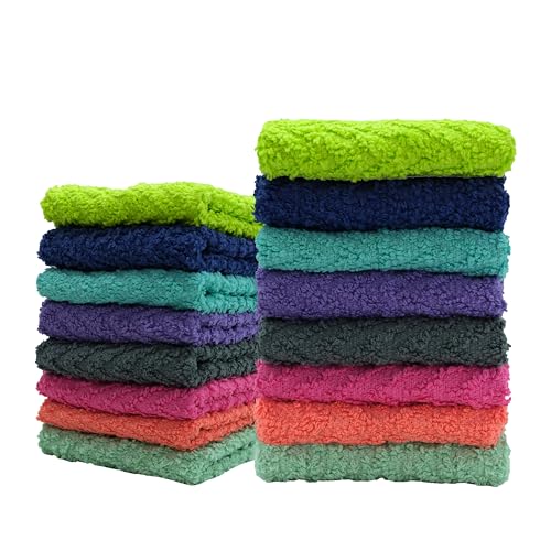 ZUPERIA 24 Pack Multicolor Zigzag Washcloths - 12x12 Inches Soft & Absorbent for Face, Gym, Spa & Home Use