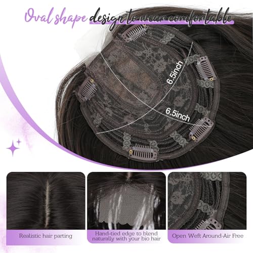 18 Inch Dark Brown Synthetic Hair Topper for Women, Volume & Coverage