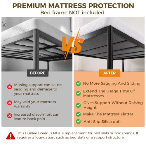 Queen Size Bunkie Board 60x80 Support for Mattress Under Bed, Gray - Heavy Duty