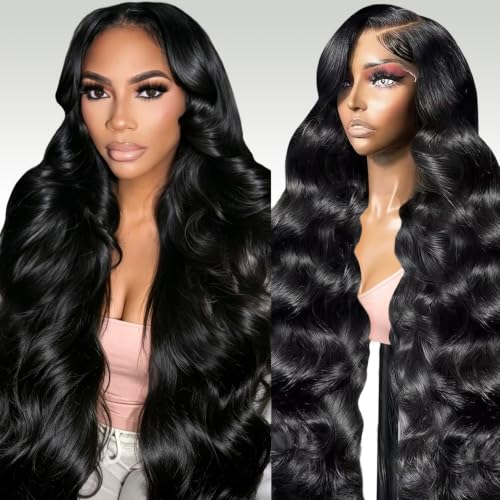 Natural Black 24 Inch 13x6 HD Lace Front Human Hair Wigs Body Wave 200 Density