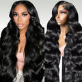 Natural Black 24 Inch 13x6 HD Lace Front Human Hair Wigs Body Wave 200 Density