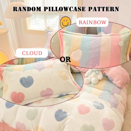 MorroMorn Rainbow Pink Duvet Cover Set Full/Queen Kids Girls Teens Women