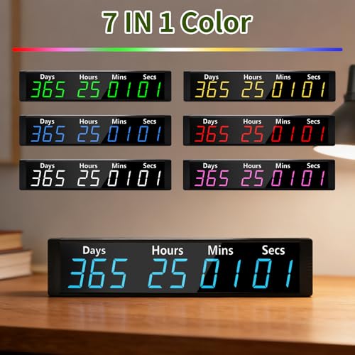 Lucky Time RGB Digital Countdown Timer Clock 999 Days Count Up & Down