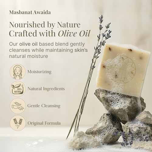 Masbanat Awaida Castile Olive Oil Bar Soap ? 3 Pack (Oud, Mint & Lavender) ? Natural Moisturizing Handmade Soap for Body & Hands ? Pure Lebanese Cold-Pressed Since 1880