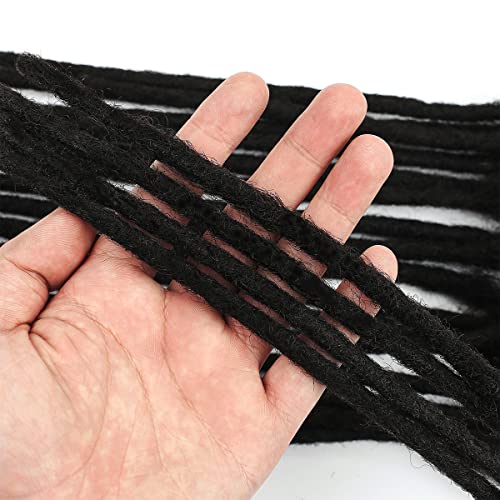 Human Hair Loc Extensions 16 Inches Dreadlock Extensions 10 Strands - Natural Black, 0.2cm, Variation 16inch/10strands / 0.2cm #1B