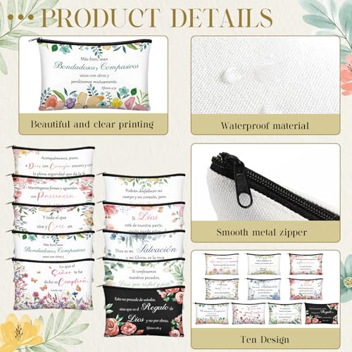 30 Pcs Christian Makeup Bags - Spanish Bright Style Religious Gifts for Women