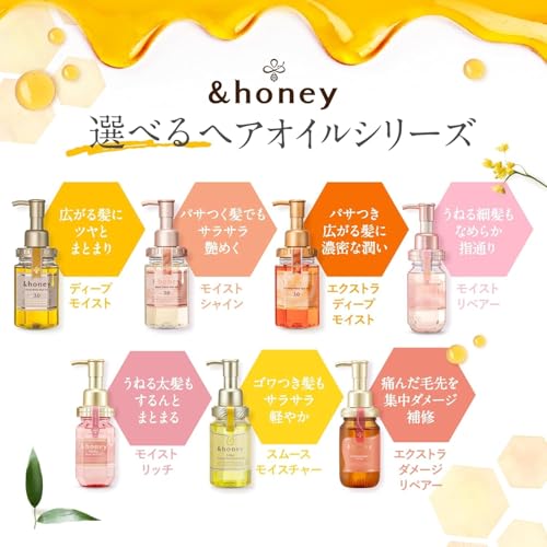 &Honey Deep Moist Hair Oil with Bulgarian Damask Rose Honey - 3.4 oz | Hydrating Hair Treatment