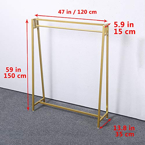 Gold Metal Clothes Rack with Hanging Organizer for Laundry & Display - 47in