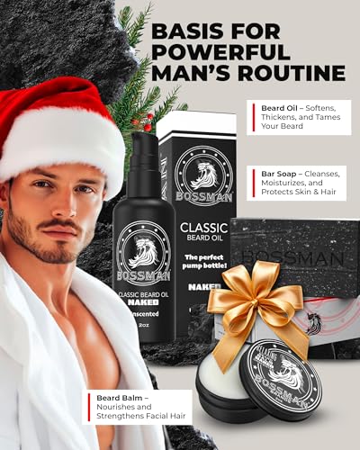 Bossman Starter Beard Grooming Kit with Stagecoach Scent – Men’s Gift Set