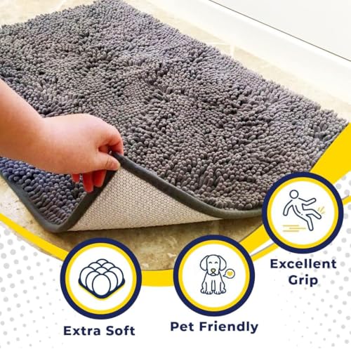 Muddy Mat® Grey 24x96 Inch Water-Absorbent Microfiber Door Mat Indoor Entryway Rug