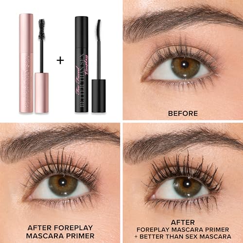 Too Faced Better Than Sex Volumizing Mascara Duo | Volume, Length + Peptides, 0.27 Fl Oz, Black (Pack of 2)