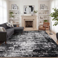 Black 8x10 Washable Area Rug - Ultra Soft Non-Slip Living Room Carpet