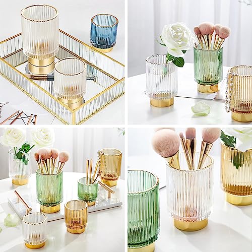 DASITON Makeup Brush Holder Organizer Glass Storage Vase S+L Clear