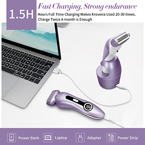Electric Shaver for Women Electric Razor for Womens Bikini Legs Underarm Public Hairs Rechargeable Trimmer with Detachable Head Cordless Wet Dry Use,Replacement Women Shaver Head for Electric Razor