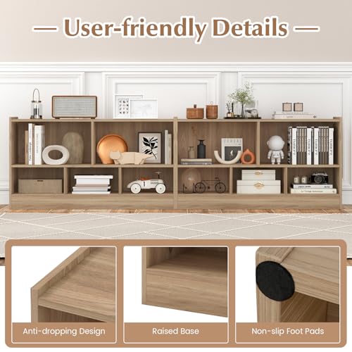 GIANTEX Natural 5-Cube Bookcase Freestanding 2-Tier Open Shelving