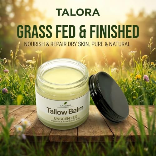 Tallow Balm: Unscented | 100% Grass-Fed & Finished Beef Tallow with Organic Jojoba Oil | Deep Moisture Balm | All-Natural Multipurpose Skincare for Dry & Sensitive Skin (2oz)