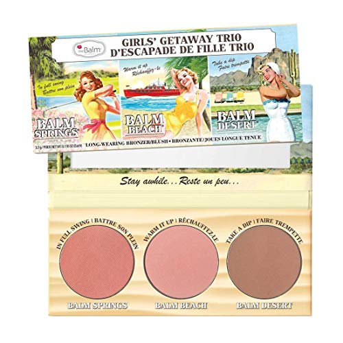 theBalm Girls' Getaway Highlighting Powder & Cheek Palette - Face Sculpting Kit, Long-Wearing Blushes & Bronzer, Fade Resistant, 0.116 oz each