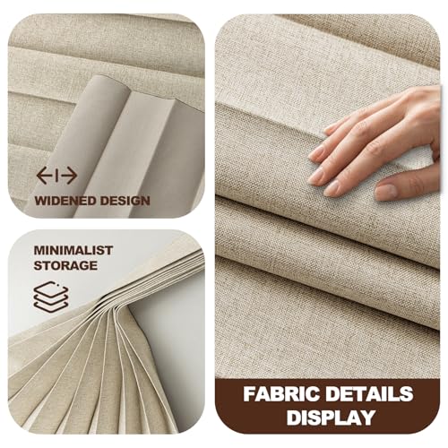 Jilron Accordion Room Divider with Ceiling Track, 100"W x 96"L, Beige, Easy Setup