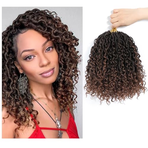 Goddess Faux Locs Crochet Hair 10 Inch - T1B/30, 8 Packs Full Head