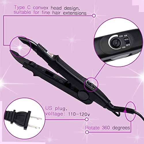 Black Hair Extension Fusion Tool with Keratin Glue Beads - DIY Styling Kit