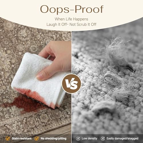 Vintage Brown 6x9 Area Rug - Retro Style Living Room Carpet, Washable & Non-Shedding