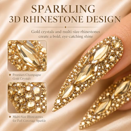 AKA Unicorn Long Stiletto Rhinestone Press On Nails - Handmade Fake Nails Set