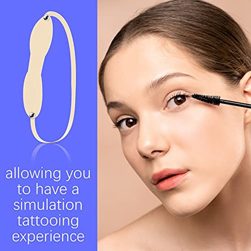 Maitys 20 Pieces Microblading Blading Fake Skin Silicone Eyebrow Tattoo Practice Micro-blading Fake Skin Headband for Beginners Tattoo Eyebrow Practice Design(Dotted Line,White Dotted Line)