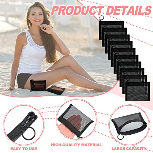 Black Small Zipper Pouch Mesh Mini Cosmetic Bag Coin Purse Bulk Mesh Coin Pouch Organizer for Women Travel Home, 5 x 4 Inch(40 Pcs)