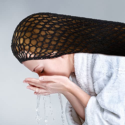 Waydress 3 Pcs Mesh Crochet Hair Nets Rayon Knit Snood Hat Cover 20 Inch Crocheted Sleeping Cap for Women Long Curly Hair