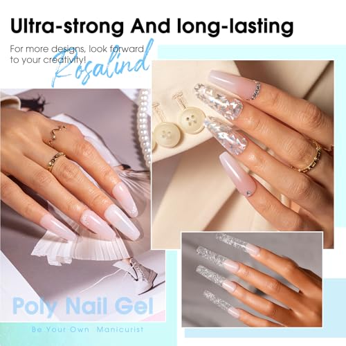 ROSALIND Pink Poly Nail Gel Kit 12 Colors with UV Lamp & Nail Tools - Variation of THIS listing 12 Colors Nude Poly Kit 02