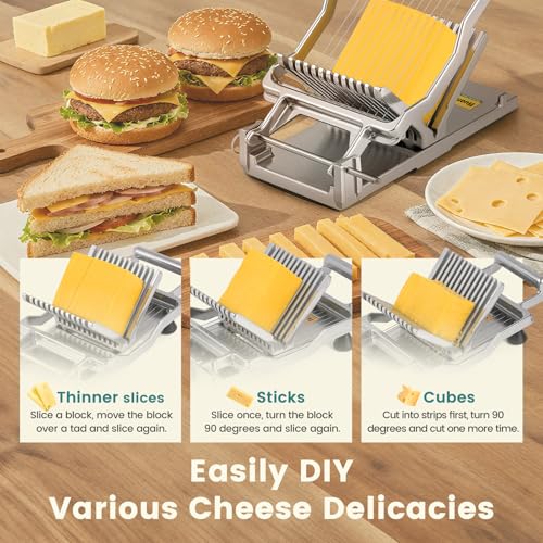 Huanyu Commercial Cheese Slicer with Stainless Steel Blades, Adjustable Thickness