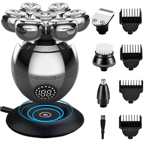 Upgrade 7 Heads Men¡¯s 5-in-1 Electric Head Shaver for Bald Men,Multifunctional Electric Razor for Men£¬Cordless Rechargeable Travel Groomin Hair Trimmer Kits