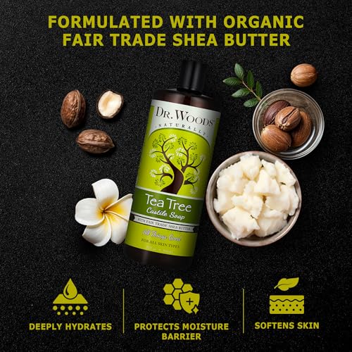 Liquid Castile Soap with Tea Tree Oil - 32 Fl Oz for Face, Body & Hands