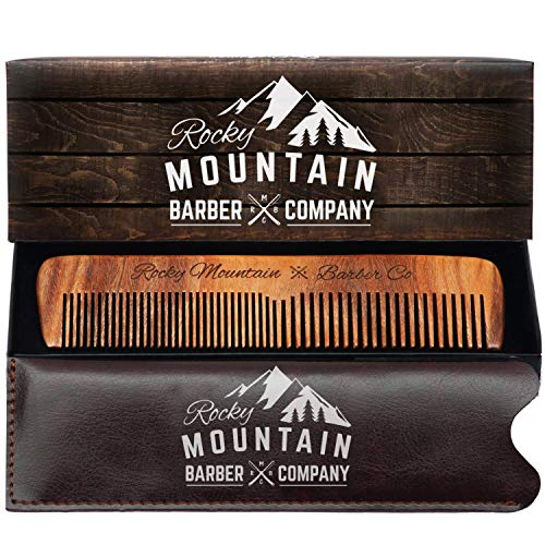 Wooden Anti-Static Hair Comb with Fine & Medium Teeth and Travel Case for Men and Beard Grooming