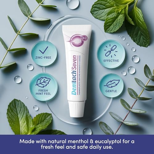DENTTACH Seven Denture Adhesive Thermoplastic Cushion & Reliner (2) – Zinc-Free, Up to 7 Days