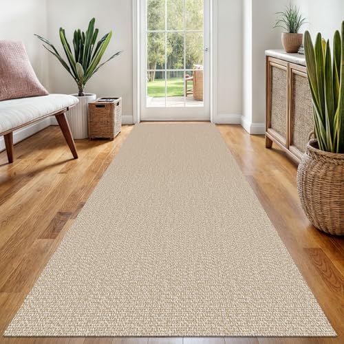 Washable Runner Rug 3x8 Ft Non Slip Foyer Rug Sand Beige - Earthall