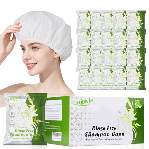 20 Pack No Rinse Shampoo Caps - White, 130ML Waterless Hair Cleaning