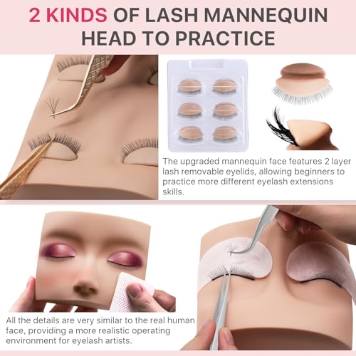 Pink Eyelash Extension Practice Kit for Beginners - Lash Training Set