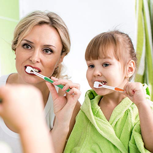 Kids 3-Sided Travel Toothbrush Set with Replaceable Bristles - 16 Colors